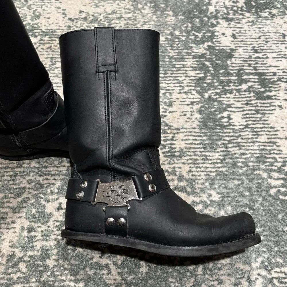 vintage-style Harley-Davidson Men's Iroquois Hi Inside Zip Biker Boot 8.5
